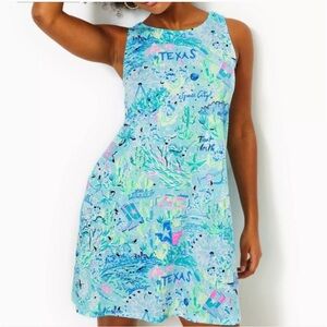Lilly Pulitzer Kristen Swing dress Lilly loves Texas Bayside Blue women’s sz S